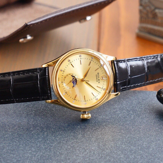 CELLINI 41 MOONPHASE GOLD CASE LEATHER