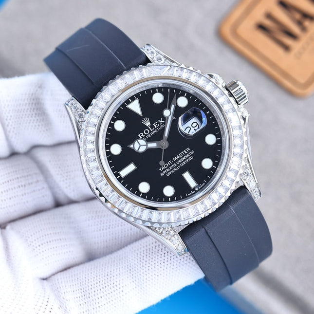 YACHT MASTER 42 CUSTOM DIAMOND BEZEL BLACK DIAL