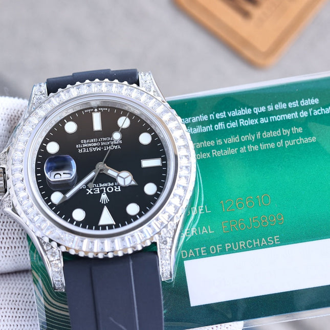 YACHT MASTER 42 CUSTOM DIAMOND BEZEL BLACK DIAL