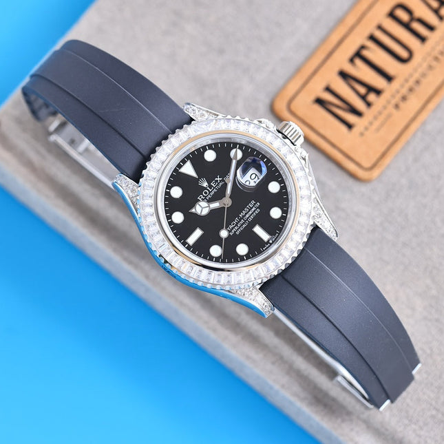 YACHT MASTER 42 CUSTOM DIAMOND BEZEL BLACK DIAL