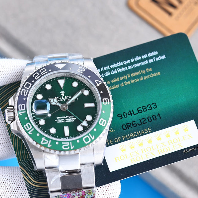 GMT-MASTER II CUSTOM GREEN BLACK BEZEL GREEN DIAL OYSTER BRACELET