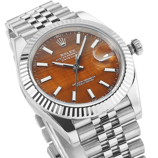 DATEJUST 41MM CUSTOM STEEL CASE TIGER EYE DIAL
