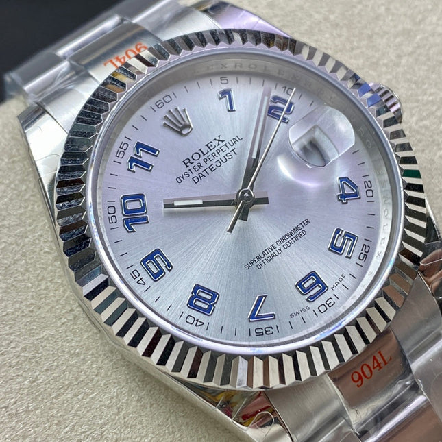 DATEJUST 41 LIGHT BLUE NUMERALS SILVER CASE