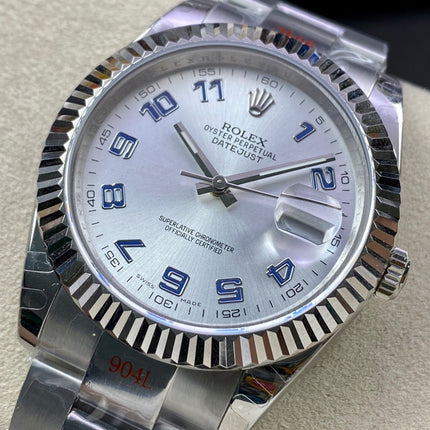 DATEJUST 41 LIGHT BLUE NUMERALS SILVER CASE