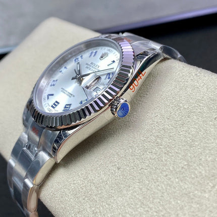 DATEJUST 41 LIGHT BLUE NUMERALS SILVER CASE