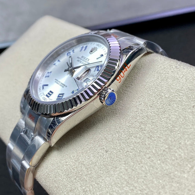 DATEJUST 41 LIGHT BLUE NUMERALS SILVER CASE