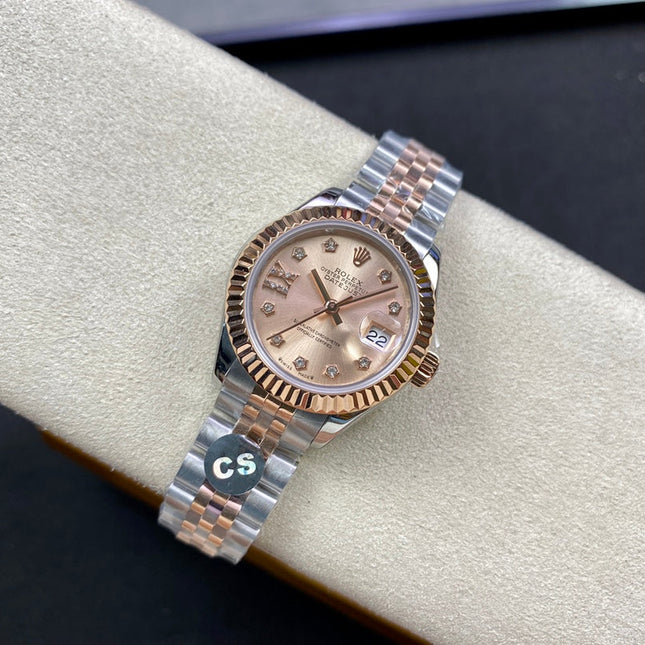 DATEJUST 28 TWO-TONE PINK GOLD STEEL
