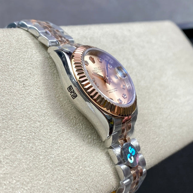 DATEJUST 28 TWO-TONE PINK GOLD STEEL