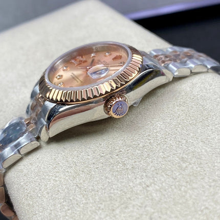 DATEJUST 28 TWO-TONE PINK GOLD STEEL