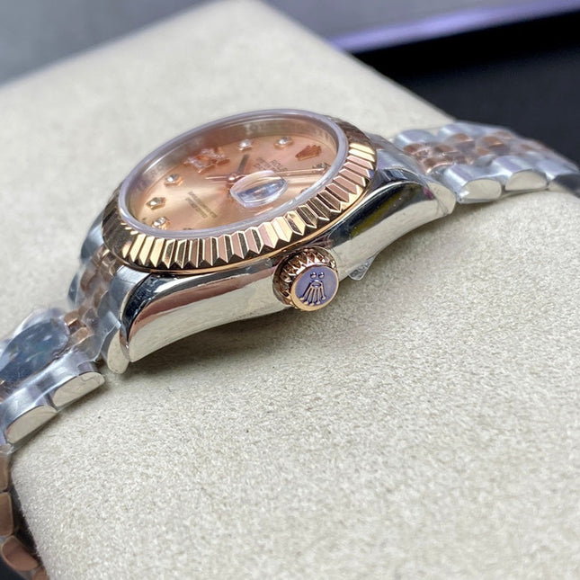 DATEJUST 28 TWO-TONE PINK GOLD STEEL