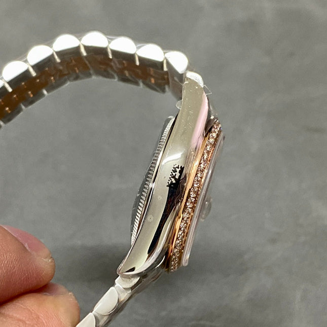 DATEJUST 31MM PINK GOLD STEEL AUBERGINE DIAL