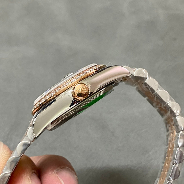 DATEJUST 31MM PINK GOLD STEEL AUBERGINE DIAL