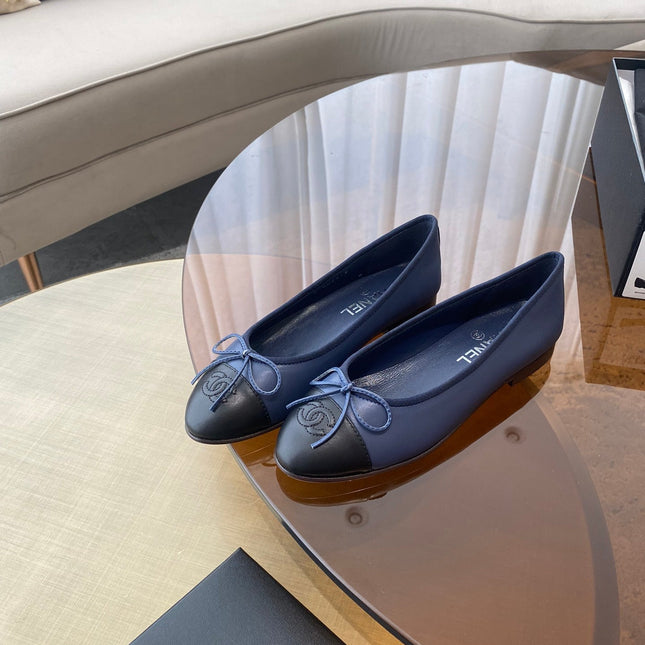 BALLET FLATS DARK BLUE BLACK LAMBSKIN