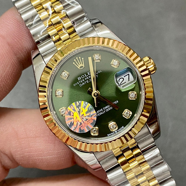 DATEJUST 31MM GOLD STEEL GREEN DIAL