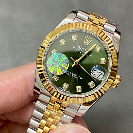 DATEJUST 31MM GOLD STEEL GREEN DIAL