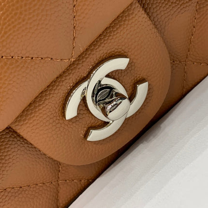 MINI SQUARE FLAP BAG 17CM BROWN CAVIAR SILVER HARDWARE
