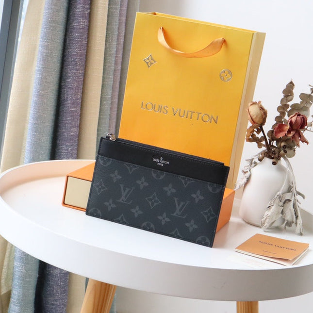 LV SLIM PURSE BLUE MONOGRAM CANVAS 20CM