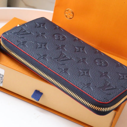 LV ZIPPY WALLET LONG PURSE BLUE RED EMPREINTE LEATHER
