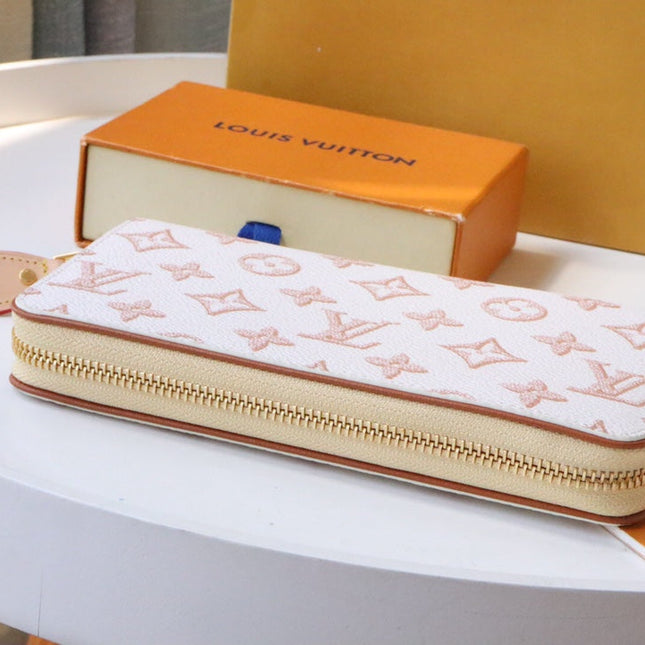 CLEMENCE WALLET 19.5 WHITE PINK MONOGRAM CANVAS