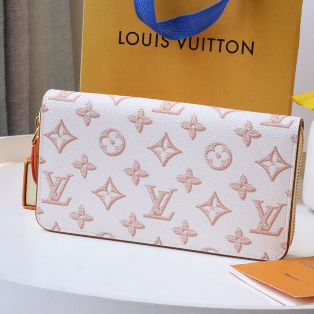 CLEMENCE WALLET 19.5 WHITE PINK MONOGRAM CANVAS