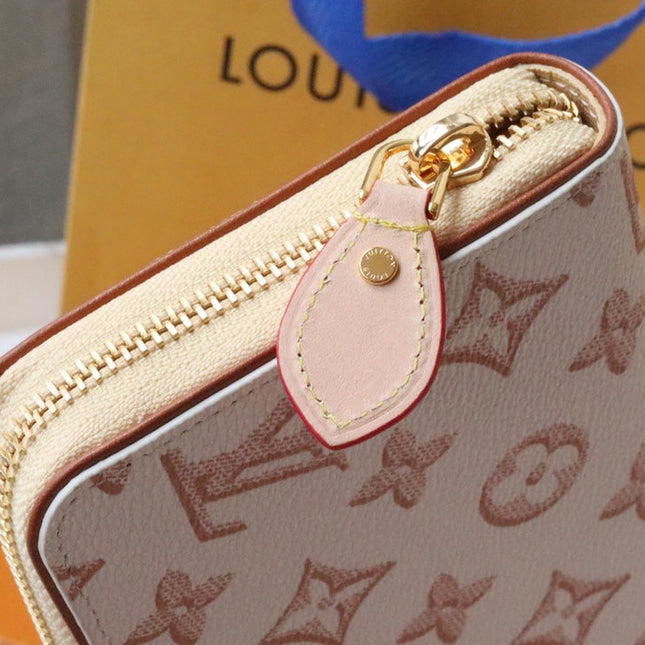 CLEMENCE WALLET 19.5 WHITE PINK MONOGRAM CANVAS