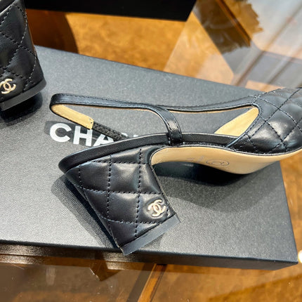slingbacks black quilted calfskin