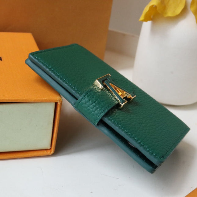 VERTICAL COMPACT WALLET GREEN CAPUCINES
