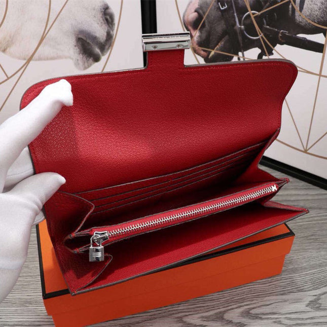 HM CLUTCH CONSTANCE 20.5 RED CALFSKIN SILVER HARDWARE