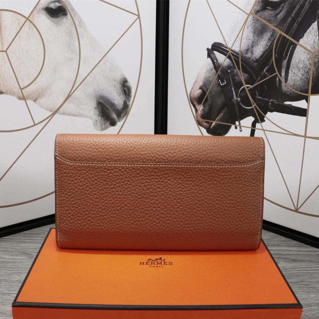 HM CLUTCH CONSTANCE 20.5 BROWN CALFSKIN SILVER HARDWARE