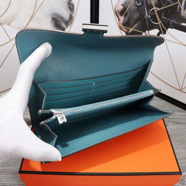 HM CLUTCH CONSTANCE 20.5 SAPPHIRE CALFSKIN SILVER HARDWARE
