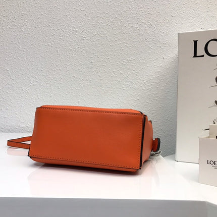LOE MINI 18 PUZZLE BAG IN VIVID ORANGE CALFSKIN