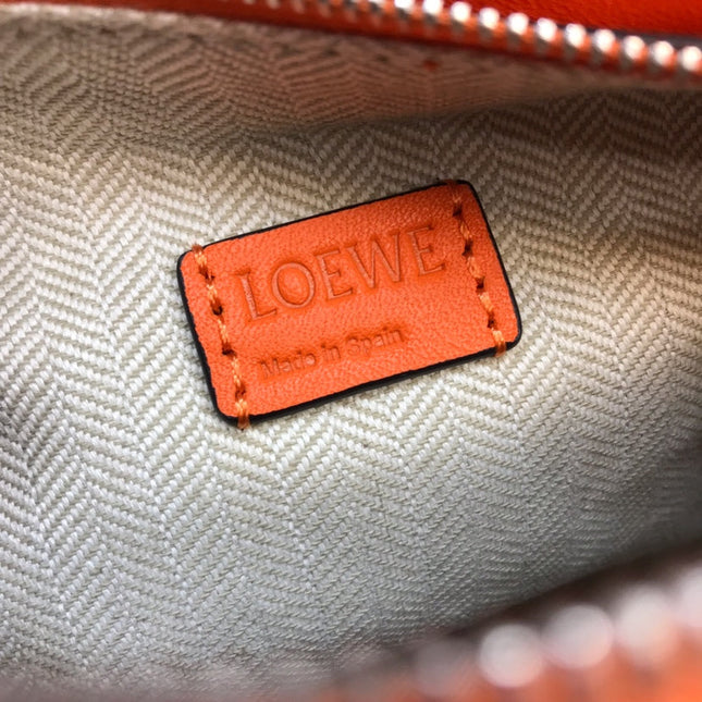 LOE MINI 18 PUZZLE BAG IN VIVID ORANGE CALFSKIN