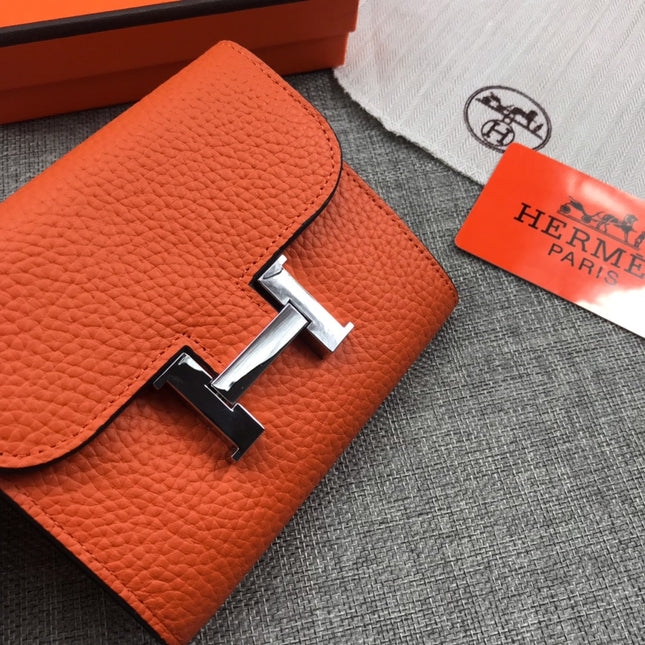 HM CONSTANCE 13 ORANGE GRAINED CALFSKIN