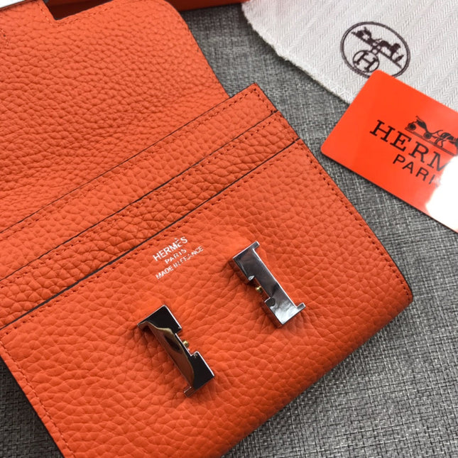 HM CONSTANCE 13 ORANGE GRAINED CALFSKIN