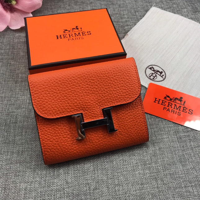HM CONSTANCE 13 ORANGE GRAINED CALFSKIN