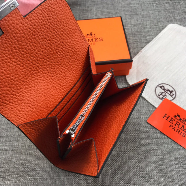HM CONSTANCE 13 ORANGE GRAINED CALFSKIN