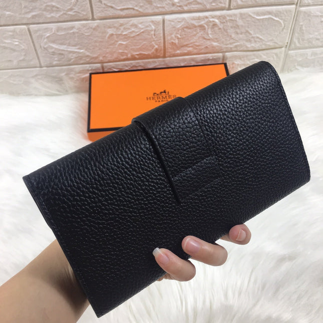 HM SNAP LOCK WALLET 19.5 BLACK GRAINED CALFSKIN