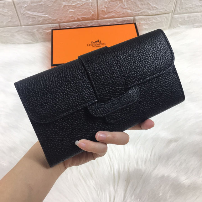 HM SNAP LOCK WALLET 19.5 BLACK GRAINED CALFSKIN
