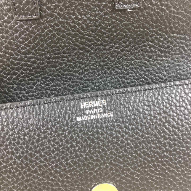 HM SNAP LOCK WALLET 19.5 BLACK GRAINED CALFSKIN