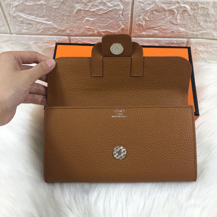 HM SNAP LOCK WALLET 19.5 SEPIA GRAINED CALFSKIN