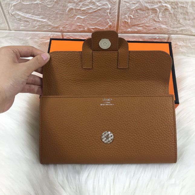 HM SNAP LOCK WALLET 19.5 SEPIA GRAINED CALFSKIN