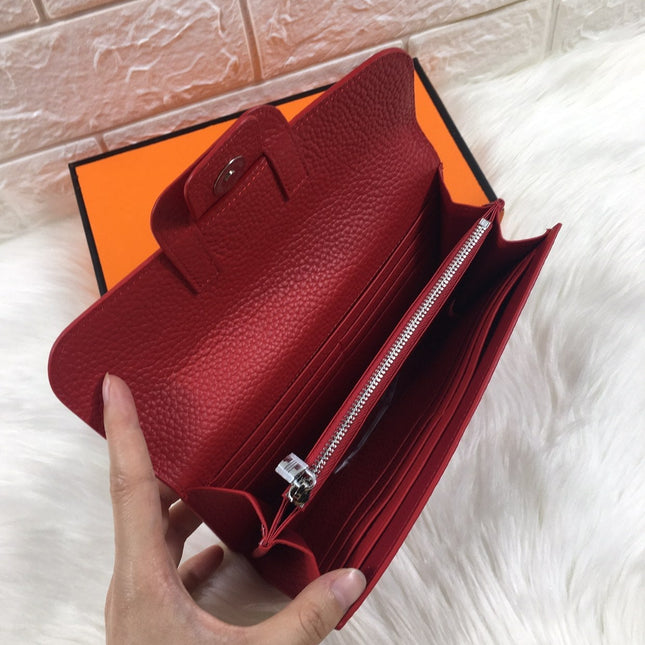 HM SNAP LOCK WALLET 19.5 RED GRAINED CALFSKIN