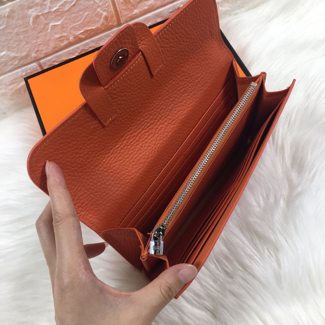 HM SNAP LOCK WALLET 19.5 ORANGE GRAINED CALFSKIN