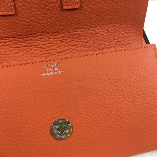 HM SNAP LOCK WALLET 19.5 ORANGE GRAINED CALFSKIN