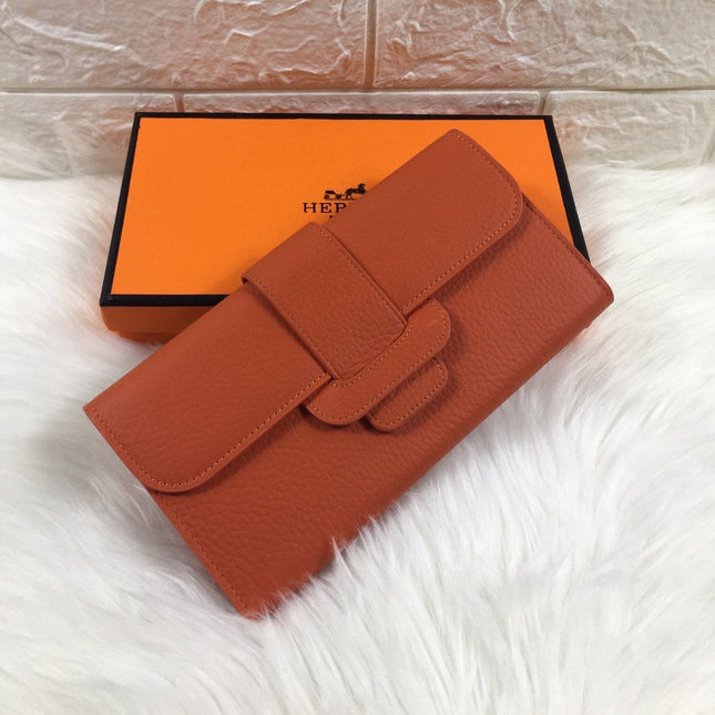 HM SNAP LOCK WALLET 19.5 ORANGE GRAINED CALFSKIN