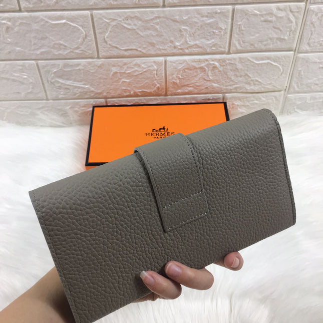 HM SNAP LOCK WALLET 19.5 GRAY GRAINED CALFSKIN