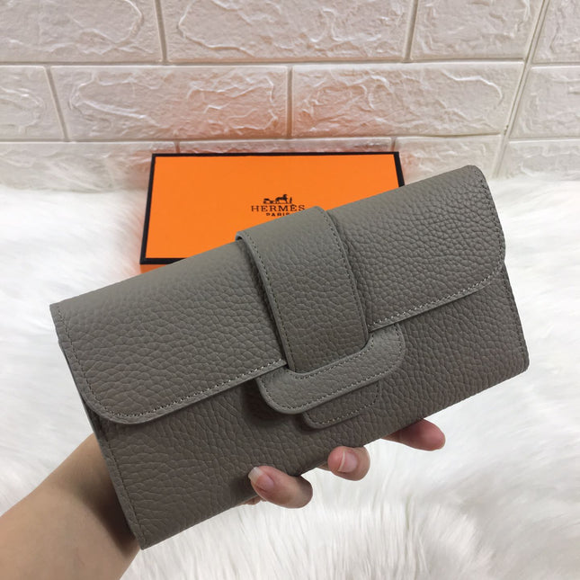 HM SNAP LOCK WALLET 19.5 GRAY GRAINED CALFSKIN
