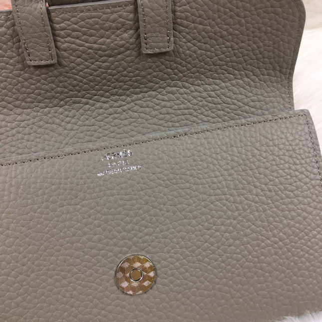 HM SNAP LOCK WALLET 19.5 GRAY GRAINED CALFSKIN