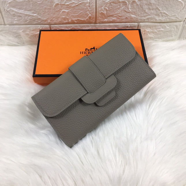 HM SNAP LOCK WALLET 19.5 GRAY GRAINED CALFSKIN