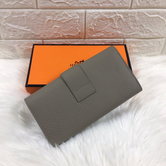 HM SNAP LOCK WALLET 19.5 GRAY GRAINED CALFSKIN